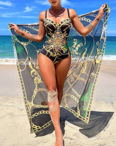Lena | Push-up One-Piece With Chain Details and Skirt