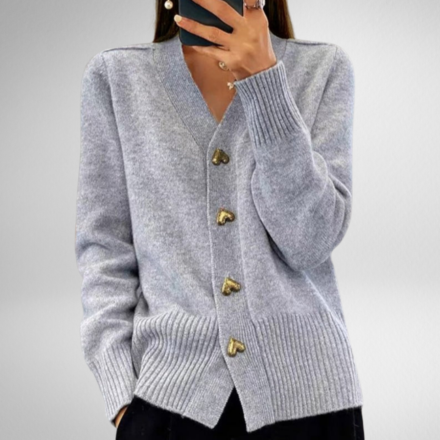 Elina | Elegant Cardigan with Heart-shaped Buttons