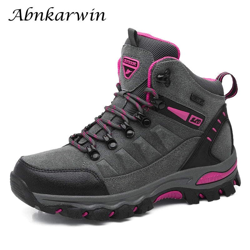 Inverno feminino tornozelo botas de trekking ao ar livre caminhadas sapatos mulher escalada de montanha tênis wandelschoenen botas mujer