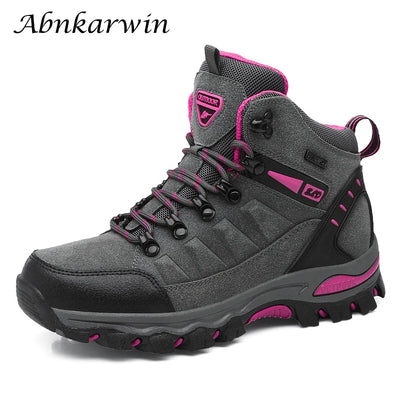 Inverno feminino tornozelo botas de trekking ao ar livre caminhadas sapatos mulher escalada de montanha tênis wandelschoenen botas mujer