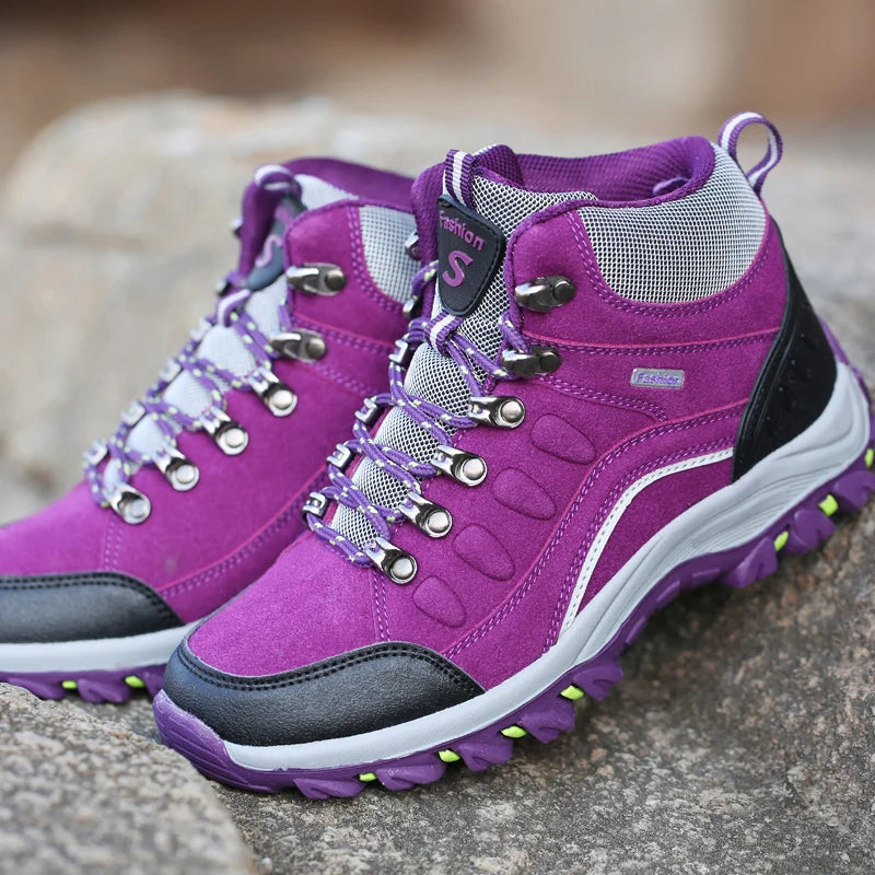 Winter Women Ankle Outdoor Leather Hiking Boots Woman Trekking Shoes Mountain Sneakers Tracking Treking Camping Trecking