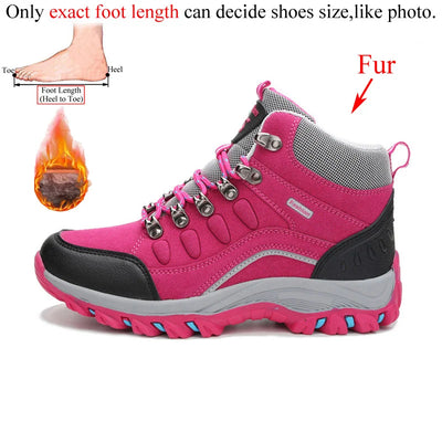 Winter Women Ankle Outdoor Leather Hiking Boots Woman Trekking Shoes Mountain Sneakers Tracking Treking Camping Trecking