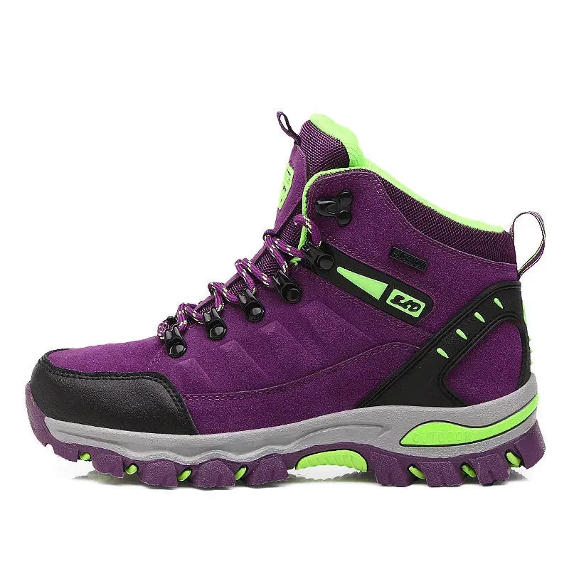 Sapatos de caminhada forrados de lã de cano alto multicoloridos ao ar livre off-road sapatos esportivos versáteis para homens e mulheres sapatos de caminhada