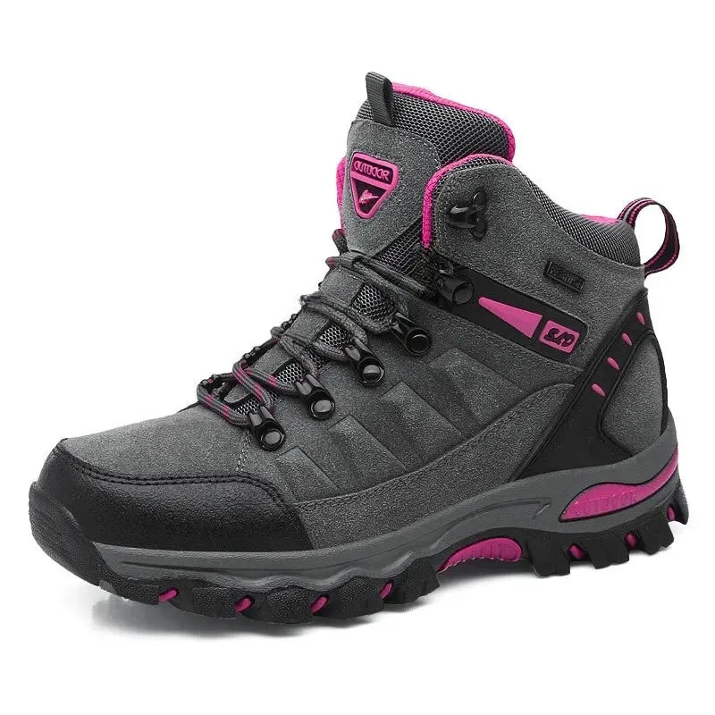 Sapatos de caminhada forrados de lã de cano alto multicoloridos ao ar livre off-road sapatos esportivos versáteis para homens e mulheres sapatos de caminhada