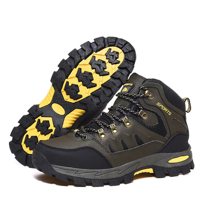 Botas de caminhada ao ar livre de tamanho grande das mulheres dos homens antiderrapante rendas até escalada inverno preto quente pele tênis tamanho 42 trekking caminhadas sapato