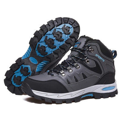 Botas de caminhada ao ar livre de tamanho grande das mulheres dos homens antiderrapante rendas até escalada inverno preto quente pele tênis tamanho 42 trekking caminhadas sapato