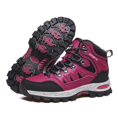 Botas de caminhada ao ar livre de tamanho grande das mulheres dos homens antiderrapante rendas até escalada inverno preto quente pele tênis tamanho 42 trekking caminhadas sapato