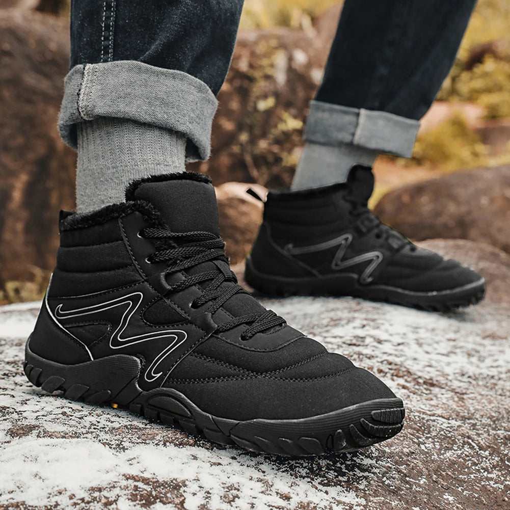 Women Men Winter Booties High-Top Barefoot Trekking Mountain Boots Anti-Skid Hiking Sneakers Outdoor Waterproof Snow Boots