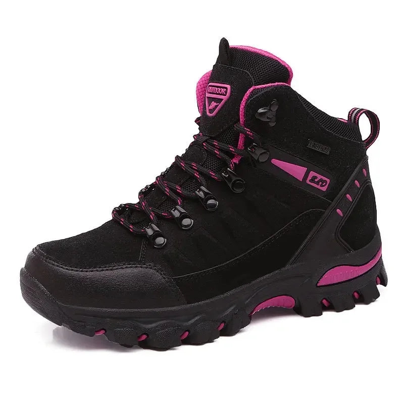 Sapatos de caminhada forrados de lã de cano alto multicoloridos ao ar livre off-road sapatos esportivos versáteis para homens e mulheres sapatos de caminhada