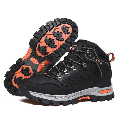 Botas de caminhada ao ar livre de tamanho grande das mulheres dos homens antiderrapante rendas até escalada inverno preto quente pele tênis tamanho 42 trekking caminhadas sapato