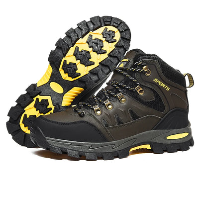 Botas de caminhada ao ar livre de tamanho grande das mulheres dos homens antiderrapante rendas até escalada inverno preto quente pele tênis tamanho 42 trekking caminhadas sapato