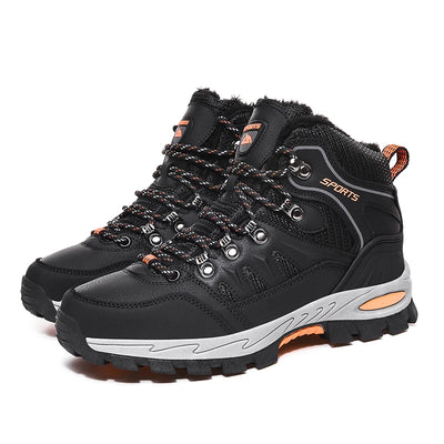 Botas de caminhada ao ar livre de tamanho grande das mulheres dos homens antiderrapante rendas até escalada inverno preto quente pele tênis tamanho 42 trekking caminhadas sapato
